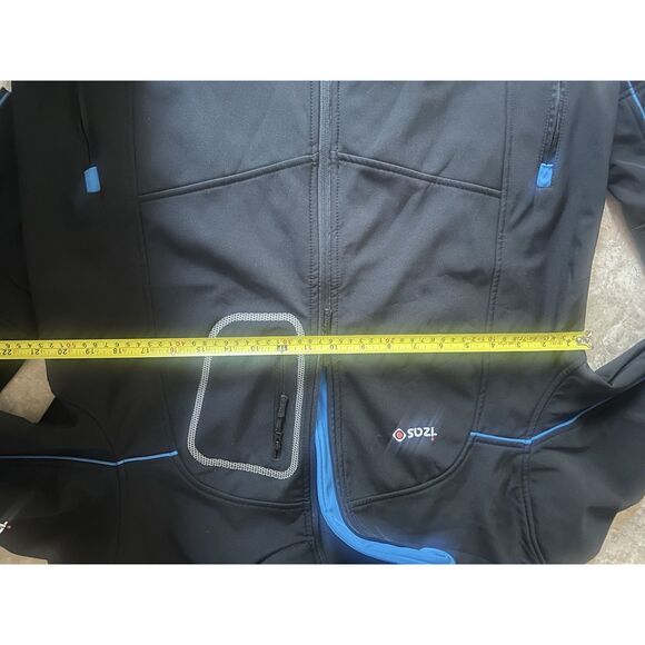 Izas L Full Zip Contrast Trim Soft shell Thick Jacket Black Blue - Picture 6 of 7